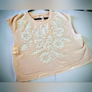 Anthropologie Blush Embroidered Blouse